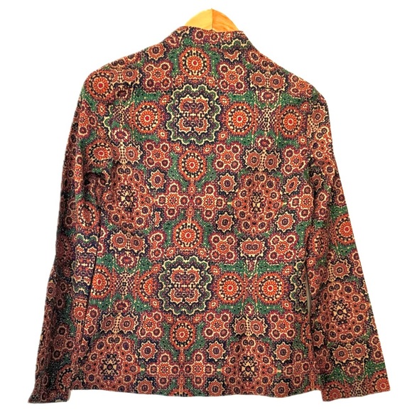 NWT Organic Cotton Boho Retro Floral Print Mandarin Collar Button Up Blouse Top - Picture 6 of 8